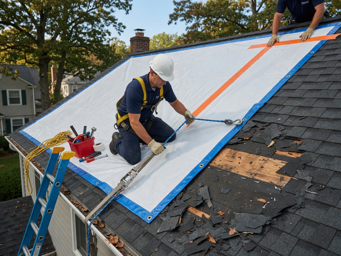 Emergency roof tarping services